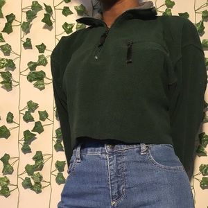 GAP green cropped quarterzip